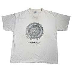 Vintage 90s Aztec Calendar Cancun Mexico Tourist Souvenir T-Shirt Size XL