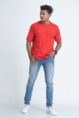 NWT Cotton Crew Neck Oversized Unisex T-Shirts Color Red Size S, M, L, XL, XXL