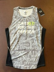 Under Armour Gray Black Smile for the Camera Sleeveless Compression Tank Top M