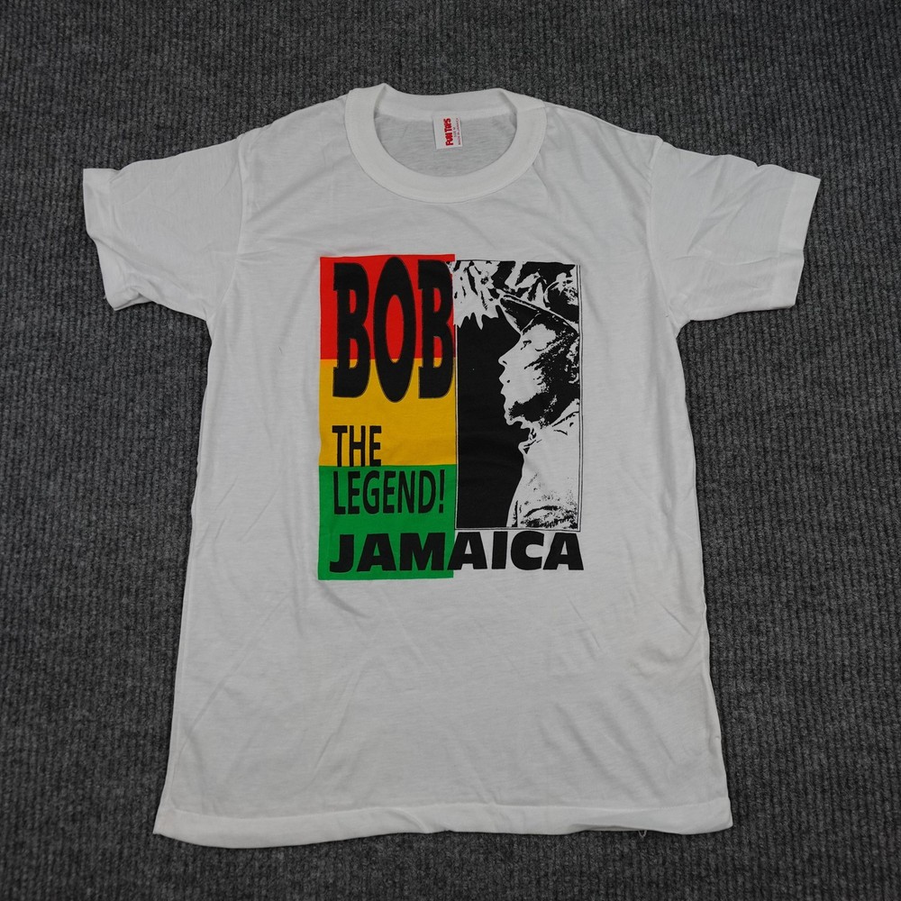 Vintage Bob Marley Legend Jamaica Shirt Mens Medium White Paper Thin 80s