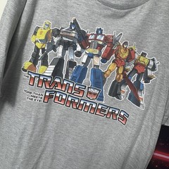 2009 Transformers G1 Optimus Prime Bumblebee Graphic T-Shirt XL Hasbro Gray Y2K