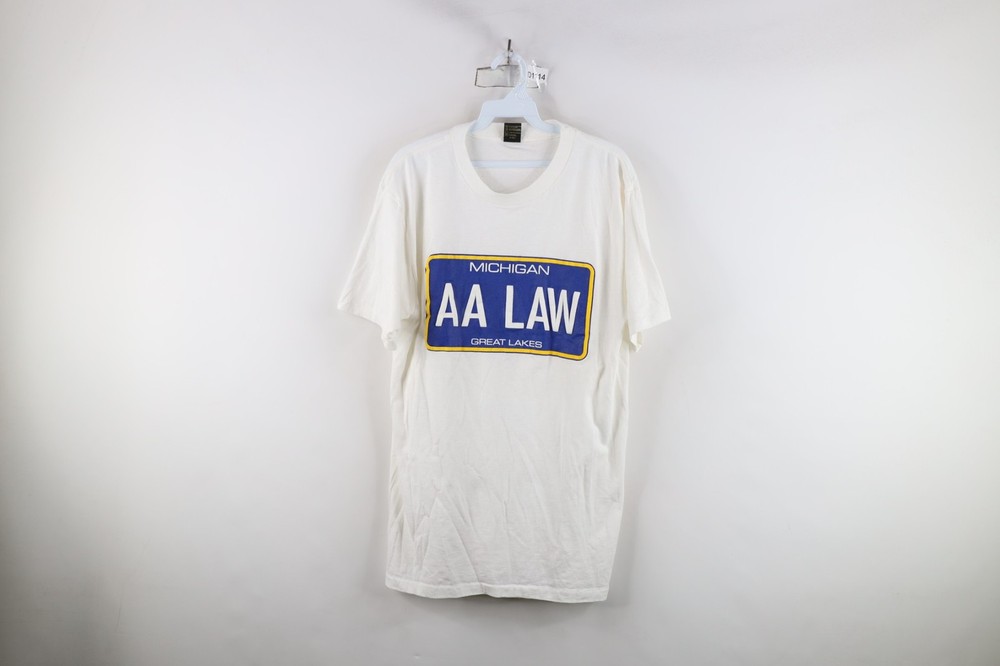 Vtg 70s 80s Mens Large University of Michigan Ann Arbor Law Lawyer T-Shirt USA