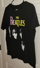 THE BEATLES John Paul George Ringo black Cotton Graphic T-shirt L