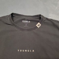YoungLA Shirt Mens Large Gray Gym Fitness Workout Bodybuilding Graphic Retro