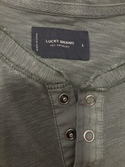LUCKY BRAND Mens Long Sleeve 3-Snap Henley Slub Jersey T Shirt Green Size L