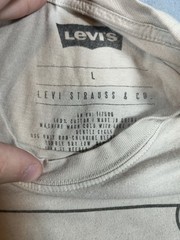 Levis Logo classic Shirt mens Large Tan Beige Logo Modern EUC cotton