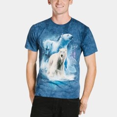 Mountain White Polar Bear Collage Arctic Blue Cotton Animal T-Shirt Adult S-3X