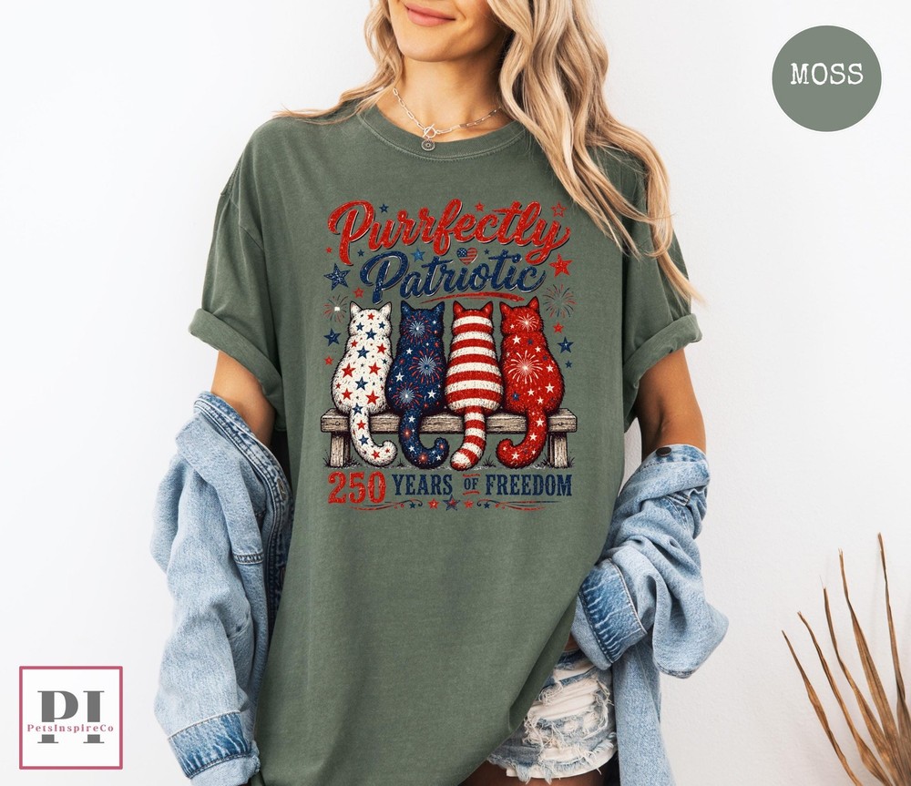 Patriotic Cat Vintage Retro Shirt USA 250th Anniversary Kitten Cat Lover Gift