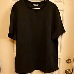 Runcati Men’s Black Geometric Knit Crew Neck Short Sleeve T-Shirt XL M5W242