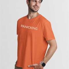 PANICKING UnisexTshirt-Simple Minimal Printed One Liner