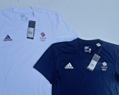 Adidas Training Shirt Team GB Olympic Tee Gym White Blue 2XS XS S M L XL 2XL 3XL