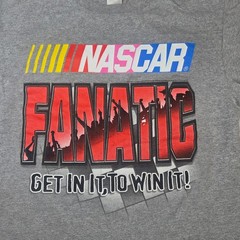 NASCAR Fanatic T Shirt Mens Large Gray Checkered Flag Sports Anvil Graphic Tee