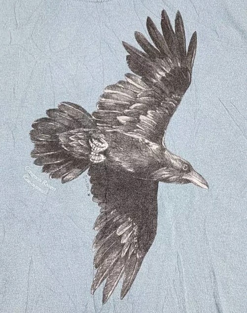 Coastal Maine Botanical Gardens Shirt Mens Large Common Raven Bird ME Adult A13