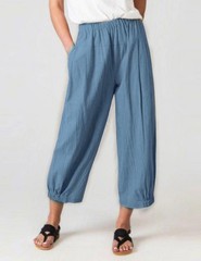 Women’s Summer Loose Yoga Pants Wide Leg Elastic Waist Casual Capris Pockets