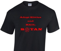 Adopt Kitties Hail Satan T-shirt Lucifer Devil Funny Gift Black Shirt S-5XL