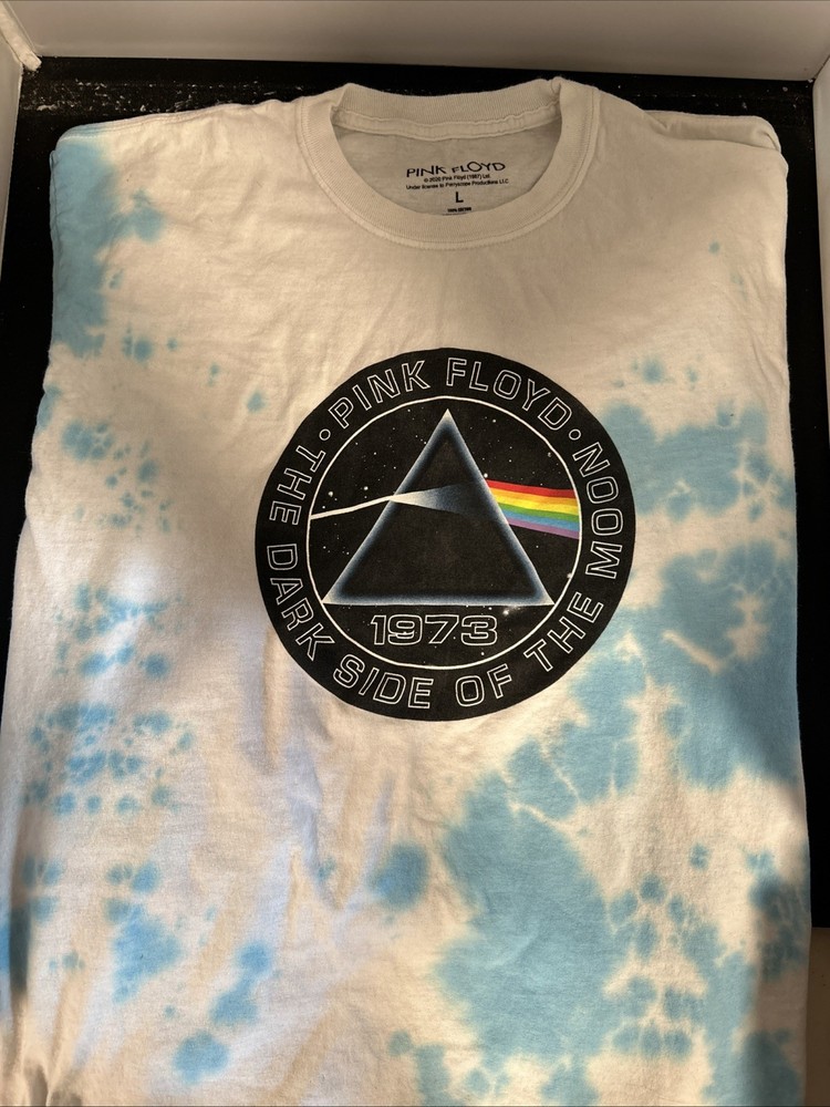 LS White/Blue Pink Floyd Dark Side Of The Moon Tie Dye T-shirt Size Large