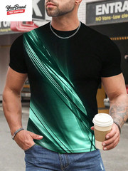 Fashion Gradient Color 3D Print Men’S T-Shirts Daily Men’S O-Neck Short Sleeve T