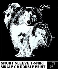 GORGEOUS COLLIE DOG ART COLLAGE DESIGN ON A SHORT SLEEVE T-SHIRT WS733
