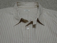 PHIGVEL Beige Stripe Work Shirt with Chin Strap Size M