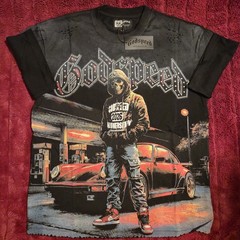 Godspeed NY Rhinestone Skull Tee Vintage Black Mens Medium NWT Y2K Oversized