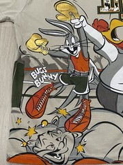 Official Looney Tunes Boxing T Shirt Mens M Gray Bugs Bunny Foghorn Leghorn