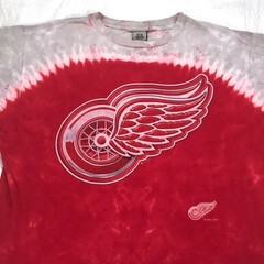 Vintage Liquid Blue 2001 Detroit Red Wings 2XL Double Sided Tie Dye T-Shirt