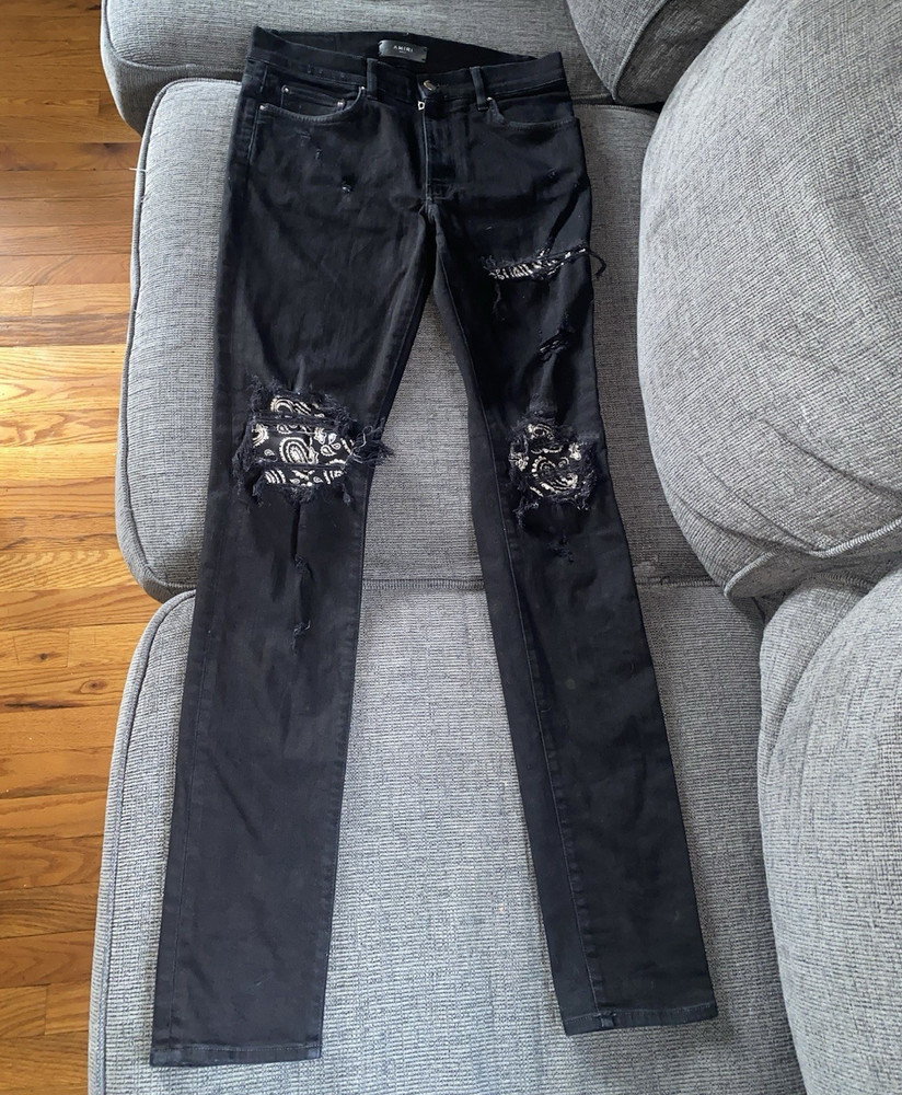 Men’s Black Skinny patched Amiri Jeans Size 33