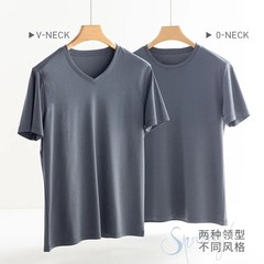 Men’s High-end Fabric Silk Mercerized Cotton T-shirt Crew Neck Luxury Tee Short