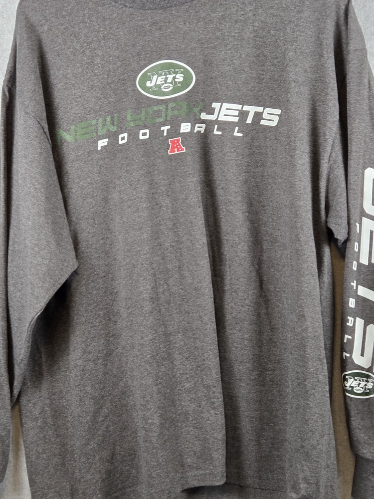 New York Jets Football Men’s XL Long Sleeve T Shirt NFL Team Apparel Gray NEW
