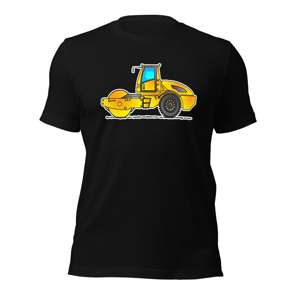 Road Roller T-Shirt, Adult Clothing, Yellow Construction Vehicle