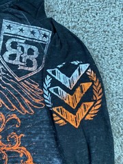 Buckle Black Shirt Mens Small Black Orange Lightweight Biker Motorcycle READ