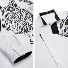 Men’s Dress Shirt Long Sleeve Casual Slim Fit Button Down(White Tie,XL)