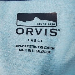Orvis Shirt Men Large Long Sleeve Pullover Blue Lite Weight