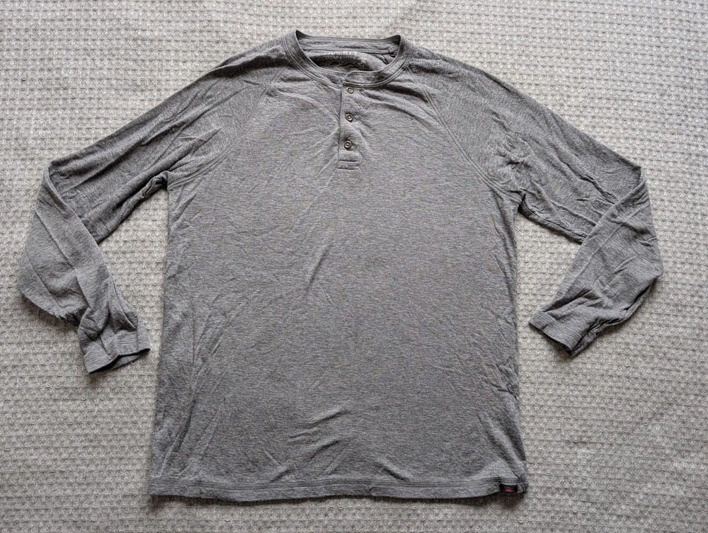 Faherty Cloud Cotton Shirt Mens Large Gray Raglan Long Sleeve Henley Tagless