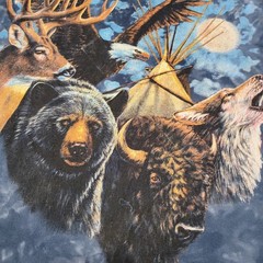 Vintage Genuine Desert Wash Tie Dye Native American Wolf Scene Size Large