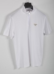 Men’s Prada White Zip-Up Polo Shirt L Short Sleeve