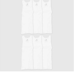 Hanes Premium Men’s Original fit Tagless 6pk Tanks T-Shirt – White