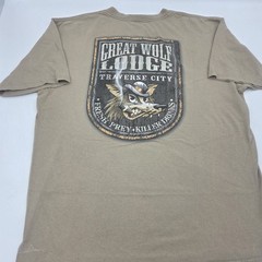 Vtg 2000s The Great Wolf Lodge Traverse City Distressed Y2K T Shirt Mens M Brown