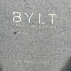 BYLT Basics Shirt Mens L Gray Drop Cut Short Sleeve Stretch Performance Tee