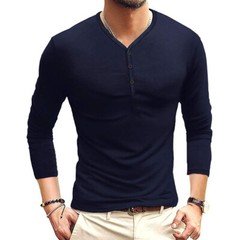 Zonbailon men’s t-shirt solid color crewneck slim fit Long sleeve bottomed shirt