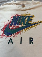 Vintage Nike Air Single Stitch XL Made In USA White Double Sided Multicolor