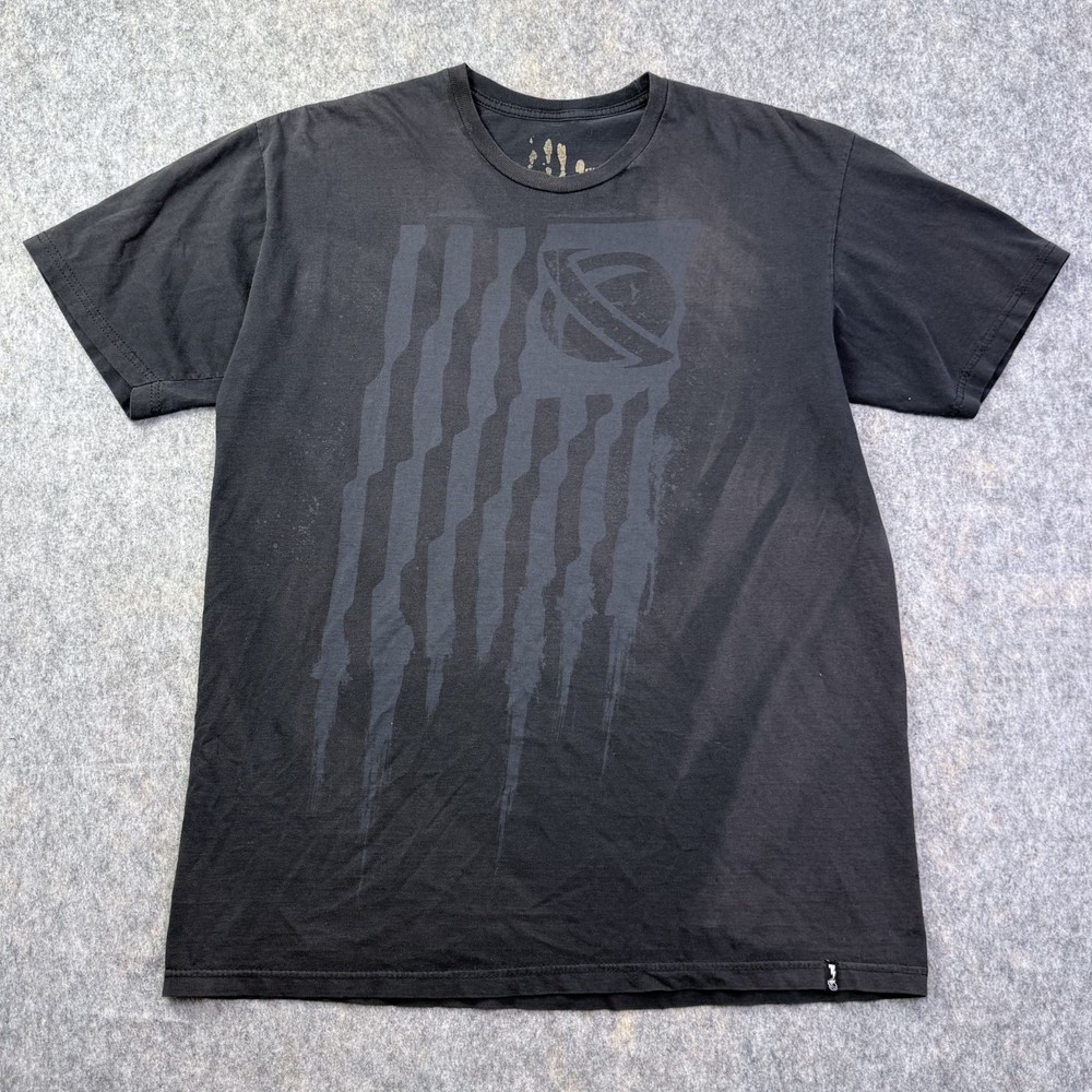 Lost T-Shirt Mens Sz L Black American Flag Slim Cotton Short Sleeve Crewneck Tee
