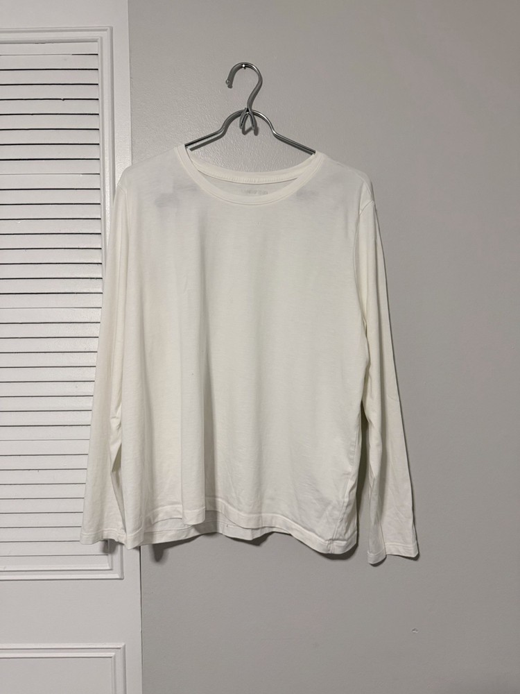 Lands End Long Sleeve Blank White Shirt L