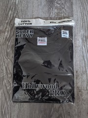 Hollywood Pro Mens Super Heavy Short Sleeve Crew 100% Cotton Black Tee 2XL Tall