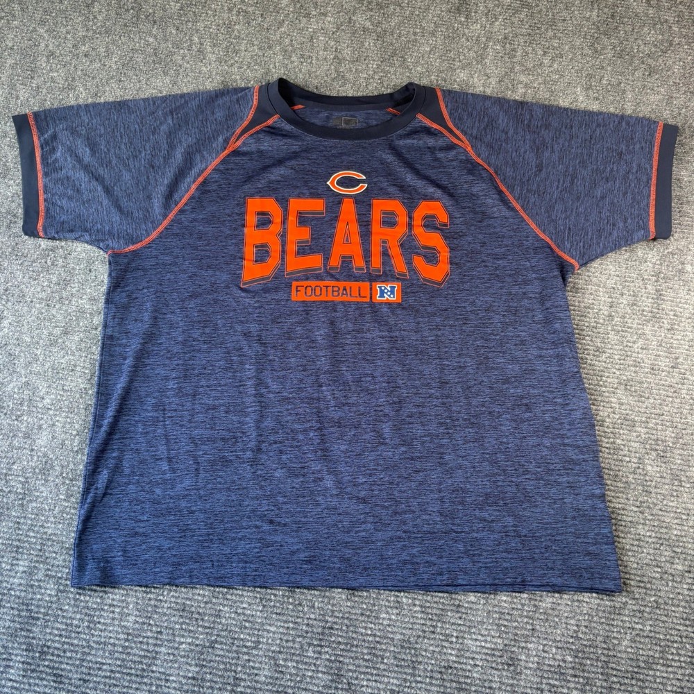 NFL Team Apparel Chicago Bears Mens XL Blue Orange Space Dye TX3 Cool T-Shirt