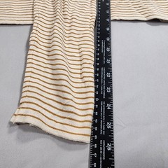 Zara Man Denim Couture Striped Long Sleeve Knit Top Tan Cream Button Shoulder L
