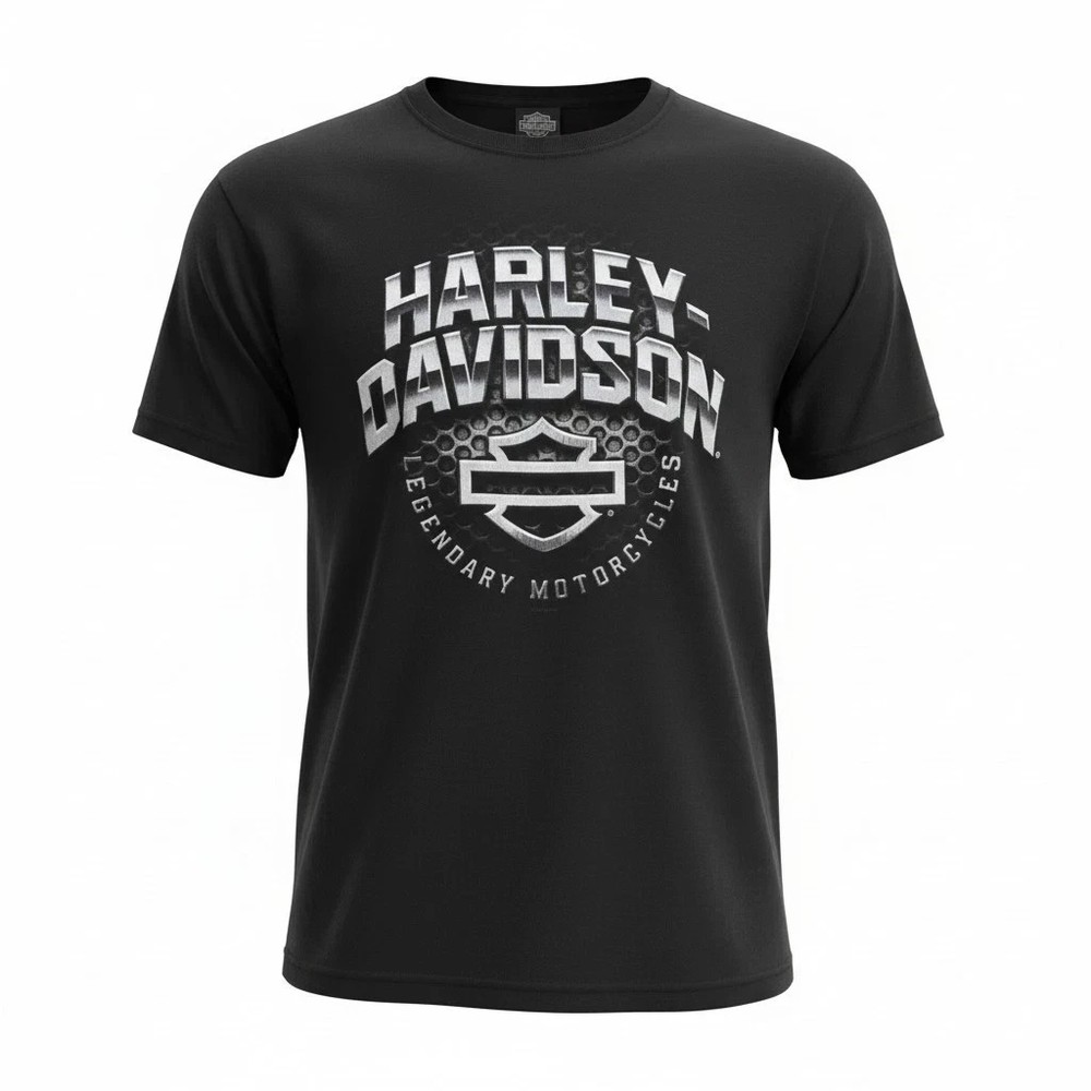 Harley-Davidson Men’s Winter Chrome Bar & Shield Crew-Neck Dealer T-Shirt Black