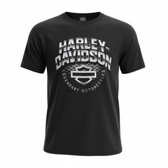 Harley-Davidson Men’s Winter Chrome Bar & Shield Crew-Neck Dealer T-Shirt Black