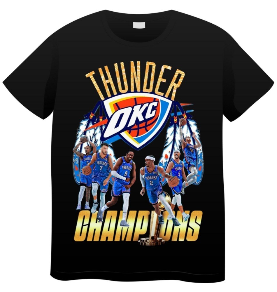 * OKC THUNDER NBA CHAMPIONS SHIRT * SMALL- 3X * 2025 SEASON