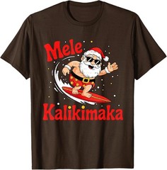 Funny Santa Summer Beach Vacation T-Shirt Tropical Christmas Graphic Tee